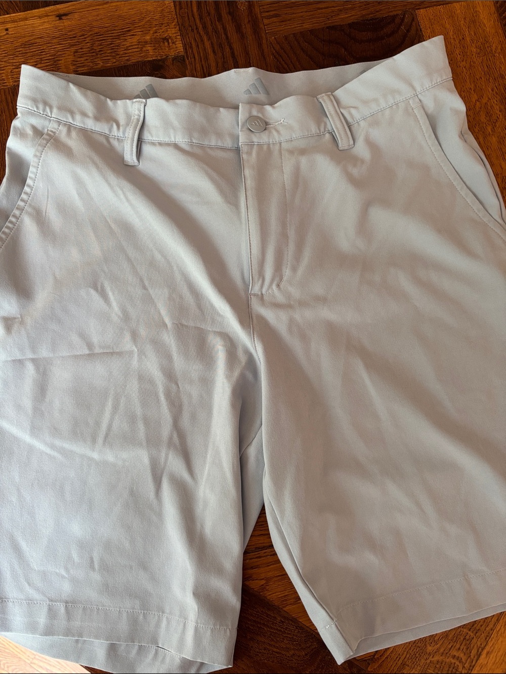 adidas Men’s Light Blue Flat-Front Golf Shorts